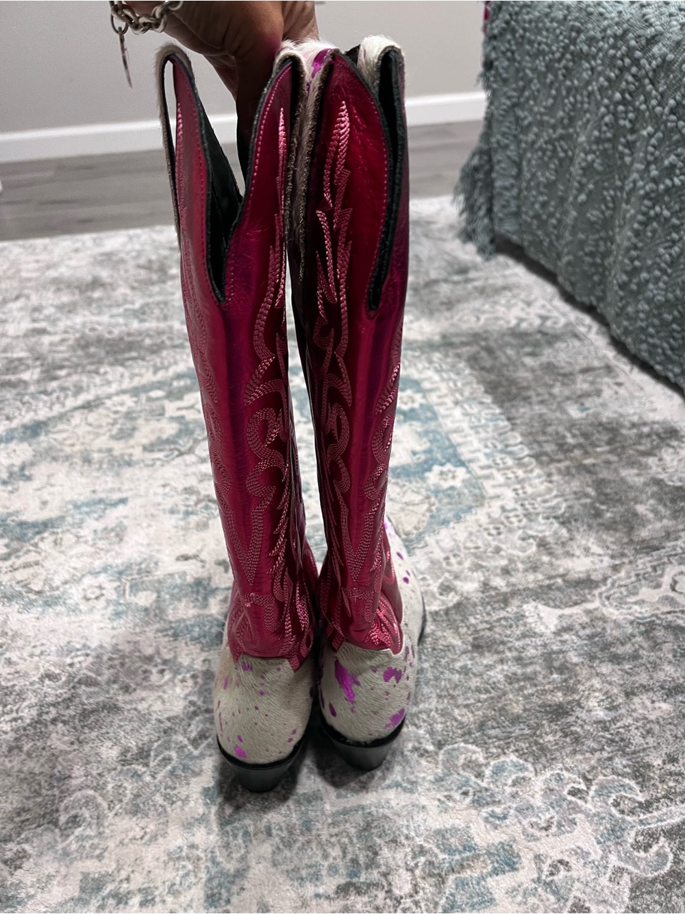 Dingo Pink and White Speckled Western Heeled Boots - Picture 5 of 7